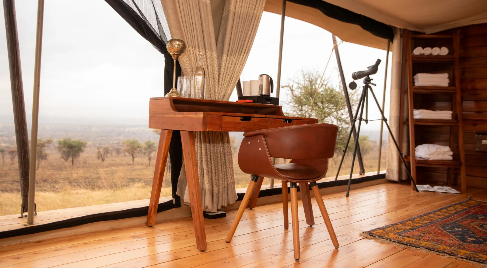 Serengeti Luxury Retreat - Central Serengeti, tent interior with writing desk